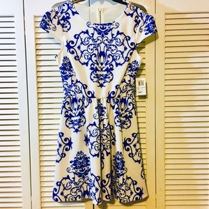 Beautiful White and Blue Dress (Size 11/12)